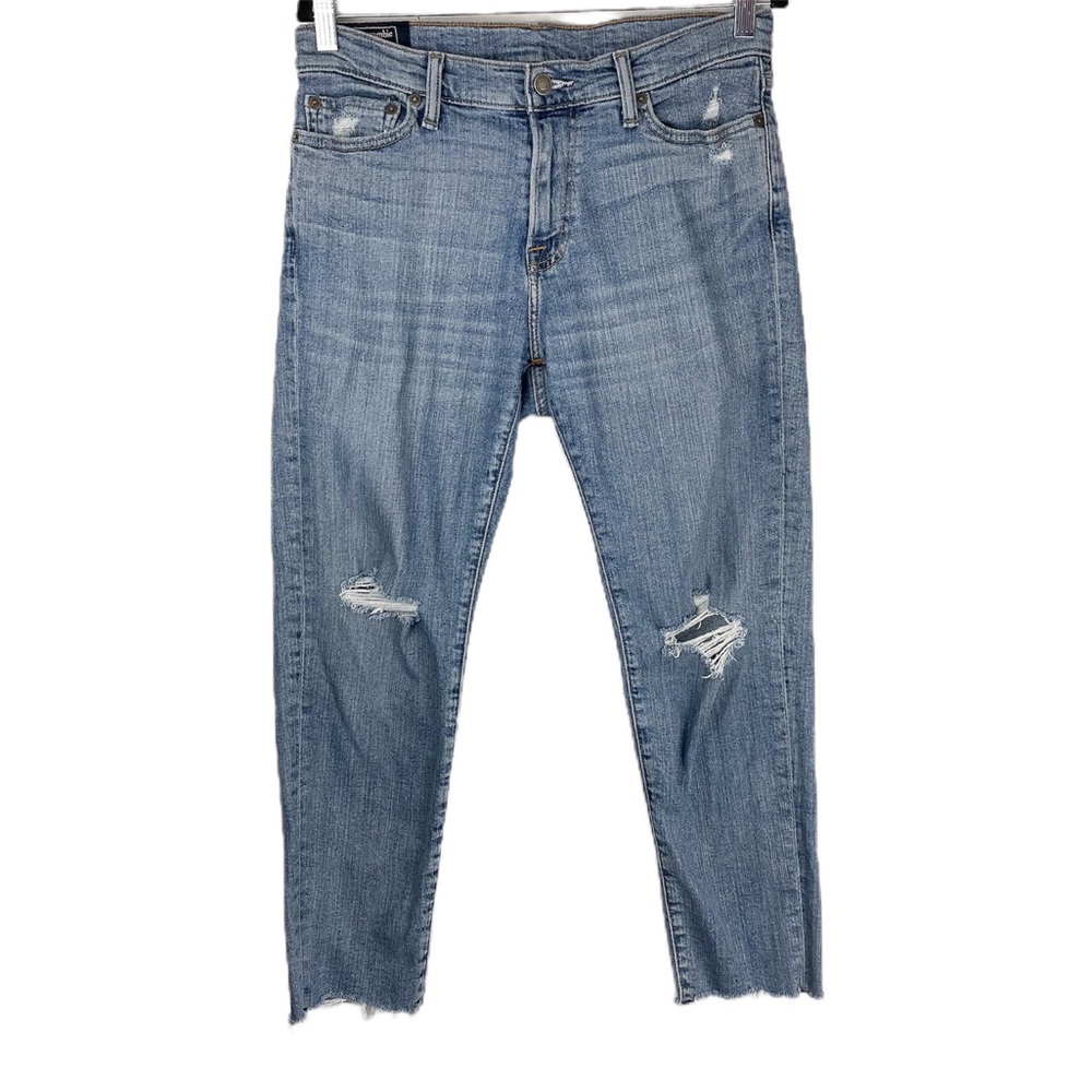 Abercrombie & Fitch Mens Rustin Athletic Slim Stretch Distressed Jeans Sz 30x30 - Picture 1 of 9